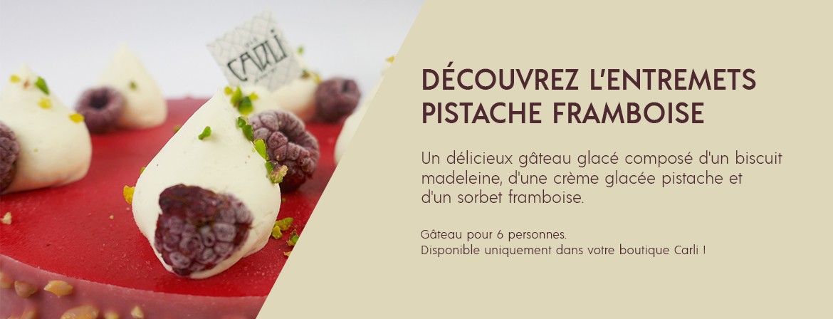 Gâteau glacé pistache framboise 